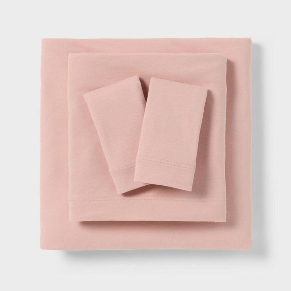 Queen Jersey Sheet Set Pink Solid - Room Essentials